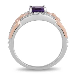 Enchanted Disney Fine Jewelry Sterling Silver and 10K Rose Gold with 1/6 CTTW Diamonds and Amethyst Ariel Ring