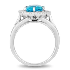 Enchanted Disney Fine Jewelry Sterling Silver with 1/4 CTTW Diamonds and Swiss Blue Topaz Jasmine Ring