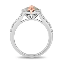 Enchanted Disney Fine Jewelry 14K Rose Gold Over Sterling Silver with 1/5 CTTW Diamonds and Created Opal Elsa Ring