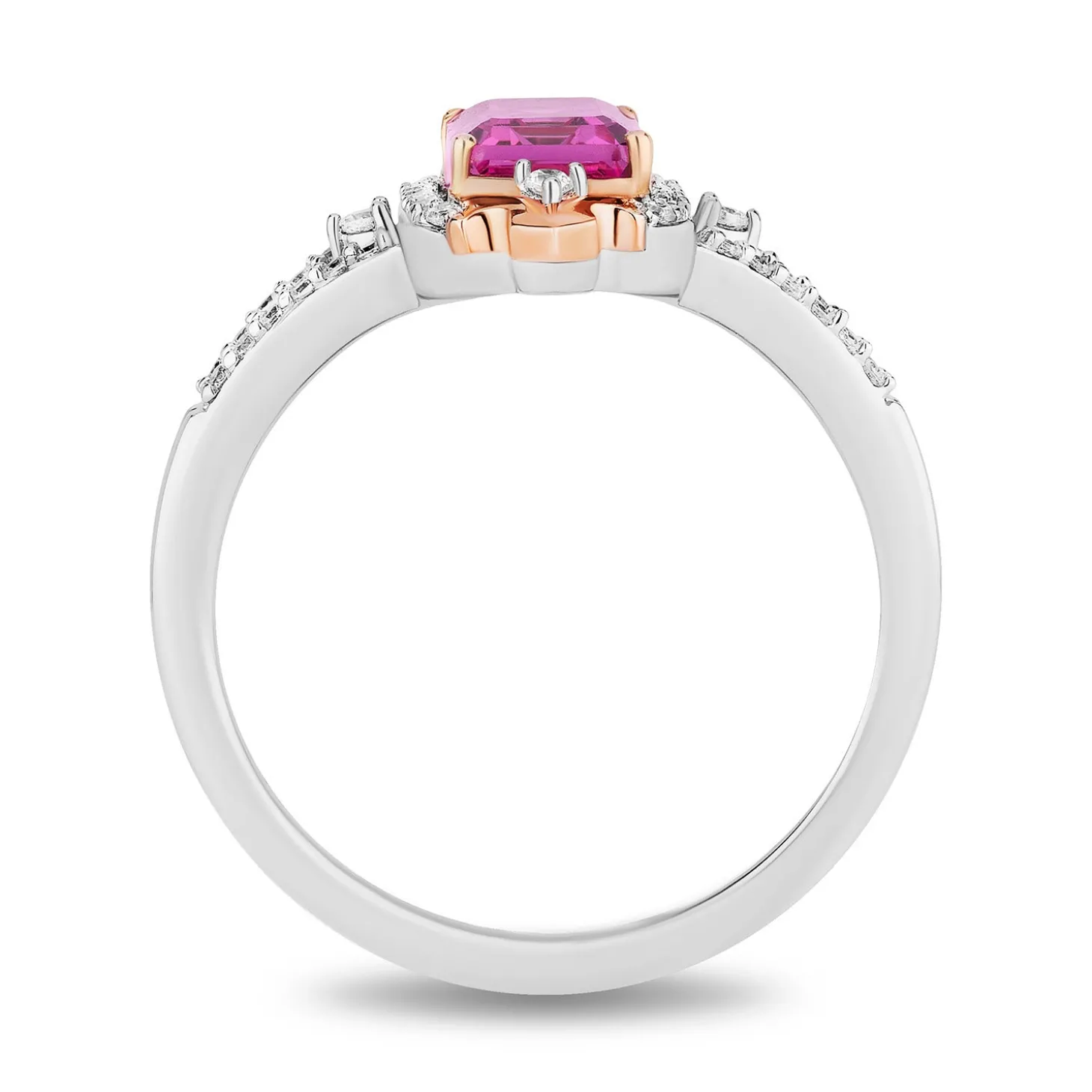Enchanted Disney Fine Jewelry 14K Rose Gold Over Sterling Silver with 1/5 CTTW Diamonds Aurora Ring