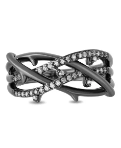 Enchanted Disney Fine Jewelry Sterling Silver with Black Rhodium 1/6 CTTW Maleficent Ring