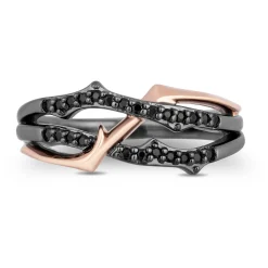Enchanted Disney Fine Jewelry 10K Rose Gold and Black Rhodium Over Sterling Silver with 1/5 CTTW Black Diamond Maleficent 