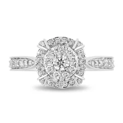 Enchanted Disney Fine Jewelry 14K White Gold with 3/4 CTTW Cinderella Composite Engagement Ring