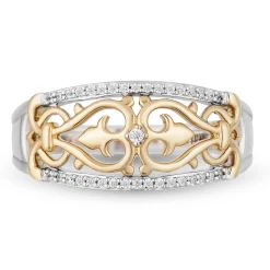 Enchanted Disney Fine Jewelry 14K Yellow Gold over Sterling Silver with 1/10 CTTW Jasmine Aladdin Live Action Ring