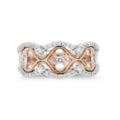 Enchanted Disney Fine Jewelry Sterling Silver and 10K Rose Gold with 1/3 CTTW Diamonds Aurora Ring