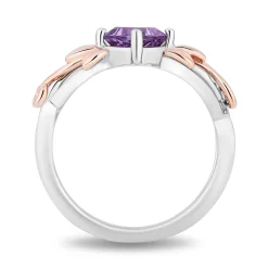 Enchanted Disney Fine Jewelry Sterling Silver and 10K Rose Gold with Amethsyt Rapunzel Ring