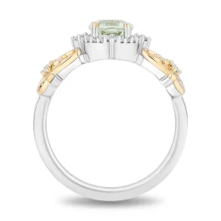 Enchanted Disney Fine Jewelry 14K Yellow Gold Over Sterling Silver with 1/8 CTTW  Diamonds and Green Amethyst  Tiana Ring