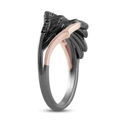 Enchanted Disney Fine Jewelry Black Rhodium over Sterling Silver and 14K Rose Gold with 1/10 CTTW Diamonds Maleficent Ring