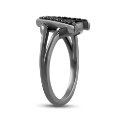 Enchanted Disney Fine Jewelry Black Rhodium Over Sterling Silver with 1/8 CTTW Diamonds and Garnet Cruella Ring