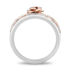 Enchanted Disney Fine Jewelry 14K Rose Gold Over Sterling Silver with 1/6 CTTW Diamonds Belle Ring