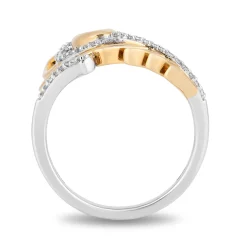 Enchanted Disney Fine Jewelry Sterling Silver and 10K Yellow Gold with 1/6 CTTW Diamonds Jasmine Ring