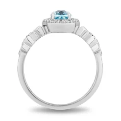 Enchanted Disney Fine Jewelry Sterling Silver with 1/10 CTTW Diamonds and Sky Blue Topaz Elsa Ring