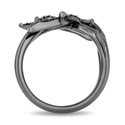 Enchanted Disney Fine Jewelry Black Rhodium Over Sterling Silver with 1/8 CTTW Black Diamonds Evil Queen Dark Woods Ring