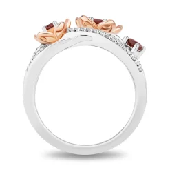 Enchanted Disney Fine Jewelry 14K Rose Gold Over Sterling Silver and 1/5 CTTW Diamonds and Garnet Snow White Ring