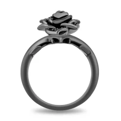 Enchanted Disney Fine Jewelry Black Rhodium Over Sterling Silver with 1/5 CTTW Black Diamonds Maleficent Ring