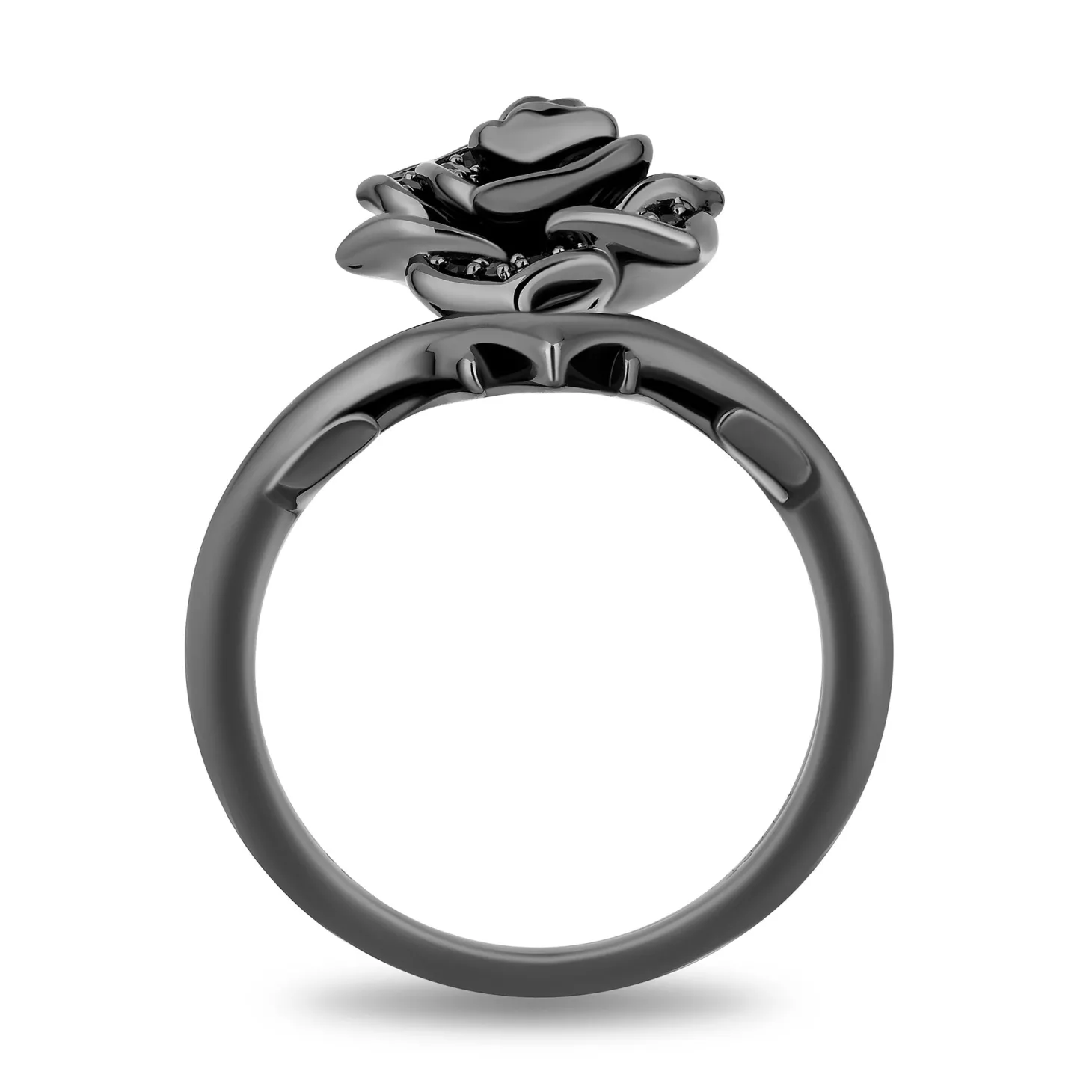 Enchanted Disney Fine Jewelry Black Rhodium Over Sterling Silver with 1/5 CTTW Black Diamonds Maleficent Ring