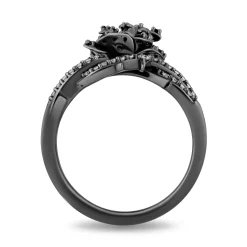 Enchanted Disney Fine Jewelry Black Rhodium Over Sterling Silver with 3/8 CTTW White Diamonds and Black Diamonds Maleficent Ring