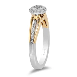 Enchanted Disney Fine Jewelry Sterling Silver and 10K Yellow Gold with 1/5 CTTW Diamonds Tinker Bell Ring