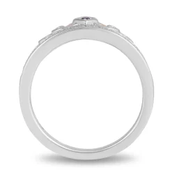 Enchanted Disney Fine Jewelry Black Rhodium and 14K Rose Gold Over Sterling Silver with 1/5 CTTW Diamonds and Amethyst Ariel Ursula Duo Ring