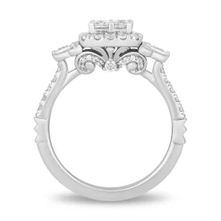 Enchanted Disney Fine Jewelry 14K White Gold with 1 CTTW Diamonds Cinderella Carriage Engagement Ring