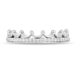 Enchanted Disney Fine Jewelry 10K White Gold 1/10 CTTW Diamond Majestic Princess Tiara Ring