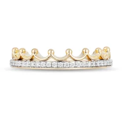 Enchanted Disney Fine Jewelry 10K Yellow Gold 1/10 CTTW Diamond Majestic Princess Tiara Ring