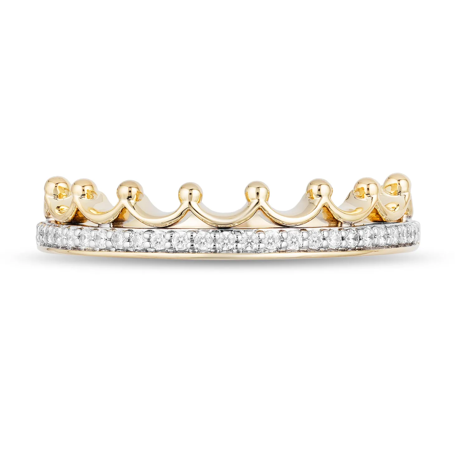 Enchanted Disney Fine Jewelry 10K Yellow Gold 1/10 CTTW Diamond Majestic Princess Tiara Ring