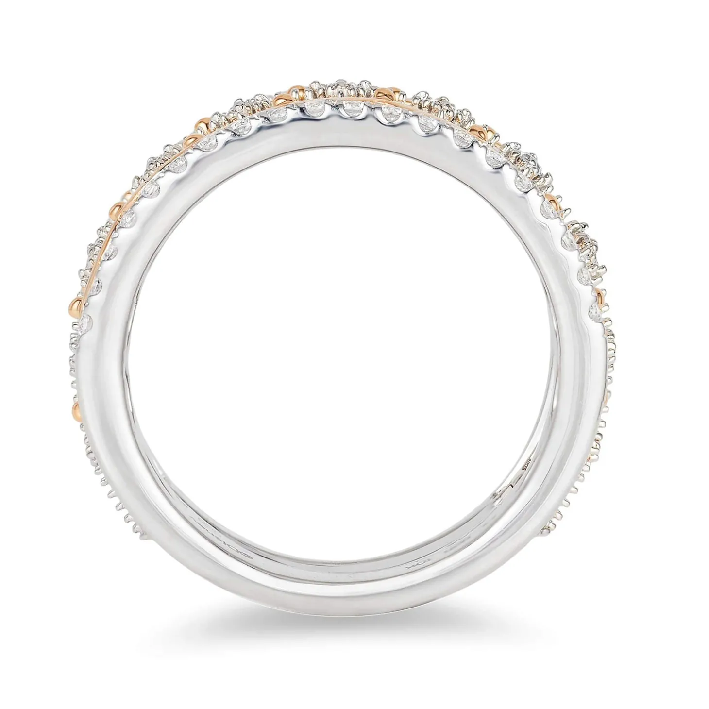Enchanted Disney Fine Jewelry 14K White Gold and Rose Gold 1/2 CTTW Majestic Princess Tiara Ring