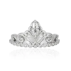 Enchanted Disney Fine Jewelry 14K White Gold 1/10 CTTW Cinderella Carriage Ring