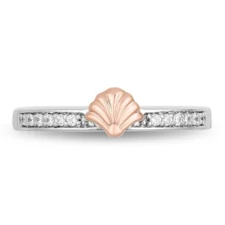 Enchanted Disney Fine Jewelry Sterling Silver and 10K Rose Gold 1/10 CTTW Ariel Ring