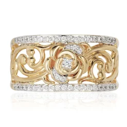 Enchanted Disney Fine Jewelry 14K Yellow Gold over Sterling Silver with 1/5 CTTW Diamond Belle Fashion Ring