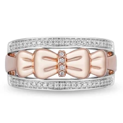 Enchanted Disney Fine Jewelry 14K Rose Gold Over Sterling Silver with 1/5 CTTW Snow White Bow Ring
