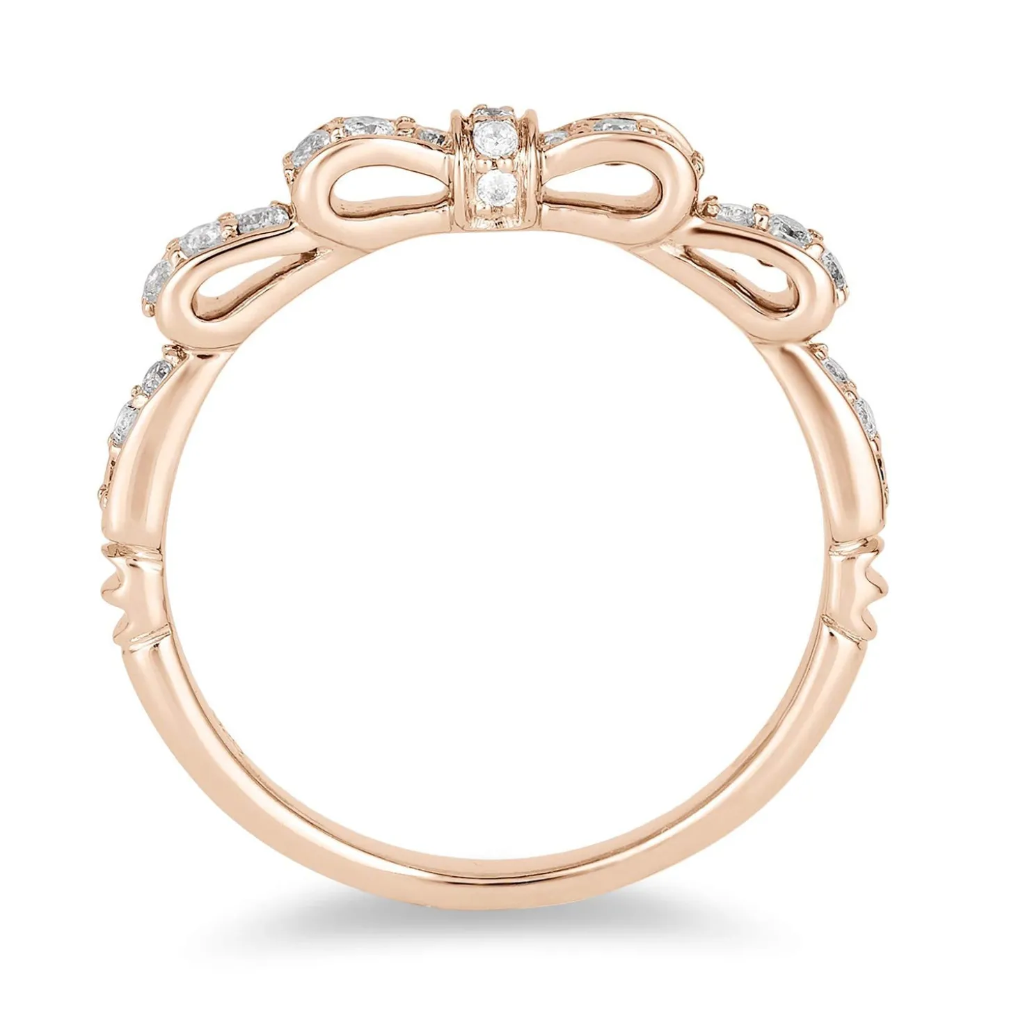 Enchanted Disney Fine Jewelry 14K Rose Gold 1/4 CTTW Snow White Bow Ring