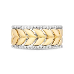 Enchanted Disney Fine Jewelry Sterling Silver and 10K Yellow Gold with 1/5 CTTW Diamond Anna Wheat Anniversary Band