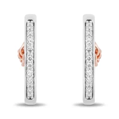 Enchanted Disney Fine Jewelry 14K Rose Gold Over Sterling Silver with 1/5 CTTW Diamonds Belle Hoop Earrings