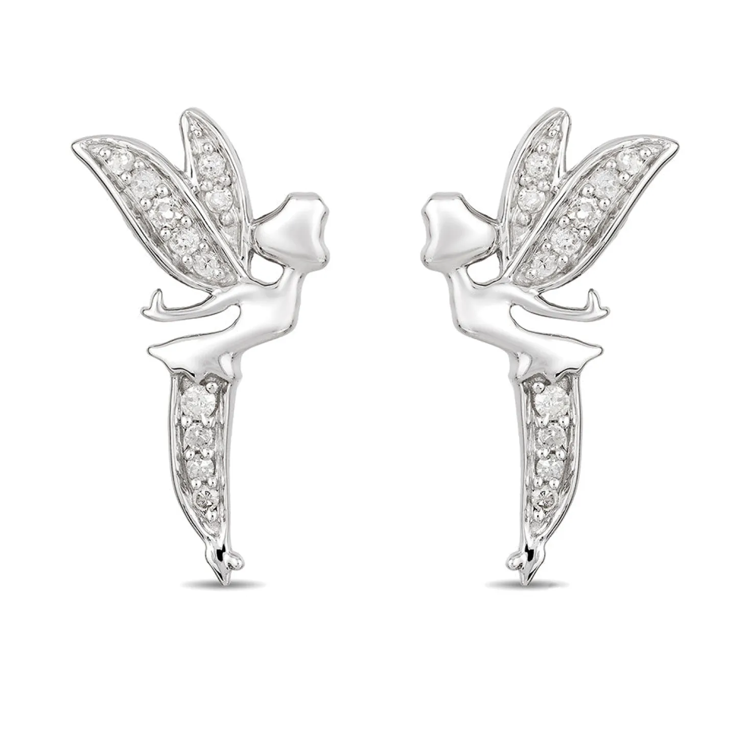 Enchanted Disney Fine Jewelry Sterling Silver 1/10 CTTW Tinker Bell Earrings