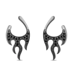 Enchanted Disney Fine Jewelry Black Rhodium over Sterling Silver with 1/4 CTTW Black Diamond Maleficent Flames Earrings