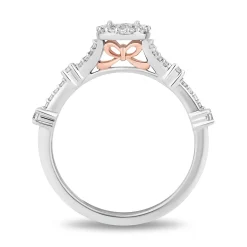Enchanted Disney Fine Jewelry 14K White Gold and Rose Gold with  1/3 CTTW Diamonds Snow White Engagement Ring