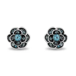 Enchanted Disney Fine Jewelry Sterling Silver London Blue Topaz Cinderella Gardania Stud Earrings