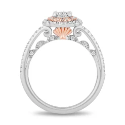 Enchanted Disney Fine Jewelry 14K White Gold and Rose Gold with 1/2 CTTW Diamonds Ariel Engagement Ring