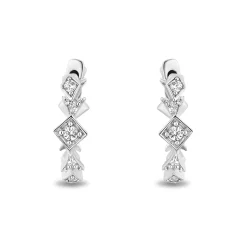 Enchanted Disney Fine Jewelry Sterling Silver with 1/10 CTTW Diamond Elsa Huggie Earrings