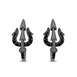 Enchanted Disney Fine Jewelry Black Rhodium Over Sterling Silver with 1/6 CTTW Black Diamonds Ursula Trident Earrings