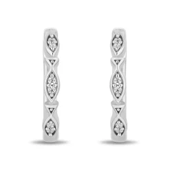 Enchanted Disney Fine Jewelry Sterling Silver with 1/8 CTTW Diamonds Ariel Hoop Earrings