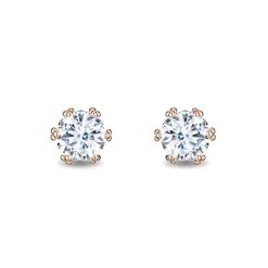 Enchanted Disney Fine Jewelry 14K Rose Gold with 1/3 CTTW Diamond Majestic Princess Solitaire Earrings