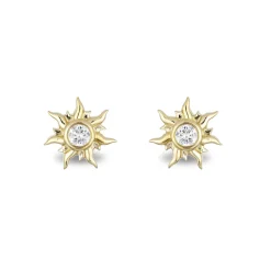 Enchanted Disney Fine Jewelry 10K Yellow Gold 1/10 CTTW Rapunzel Sun Blaze Earrings