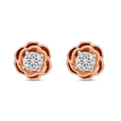 Enchanted Disney Fine Jewelry 14K Rose Gold over Sterling Silver 1/5 CTTW Belle Rose Stud Earrings