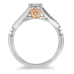 Enchanted Disney Fine Jewelry 10K White Gold and Rose Gold 1/5 CTTW Belle Promise Ring