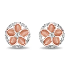 Enchanted Disney Fine Jewelry 14K Rose Gold Over Sterling Silver with 1/5 CTTW Diamonds Moana Earrings