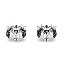 Enchanted Disney Fine Jewelry Sterling Silver with 1/3 CTTW Black and White Diamonds Merida Bear Stud Earrings