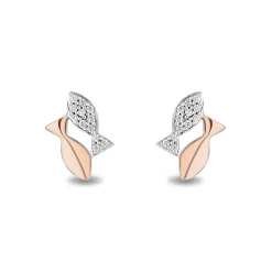 Enchanted Disney Fine Jewelry 14K Rose Gold Over Sterling Silver with 1/10 CTTW Diamonds Ariel Earrings